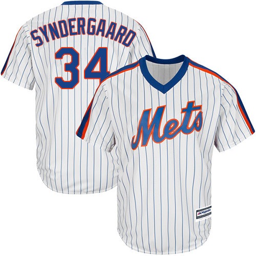 Mets #34 Noah Syndergaard White(Blue Strip) Alternate Cool Base Stitched Youth MLB Jersey